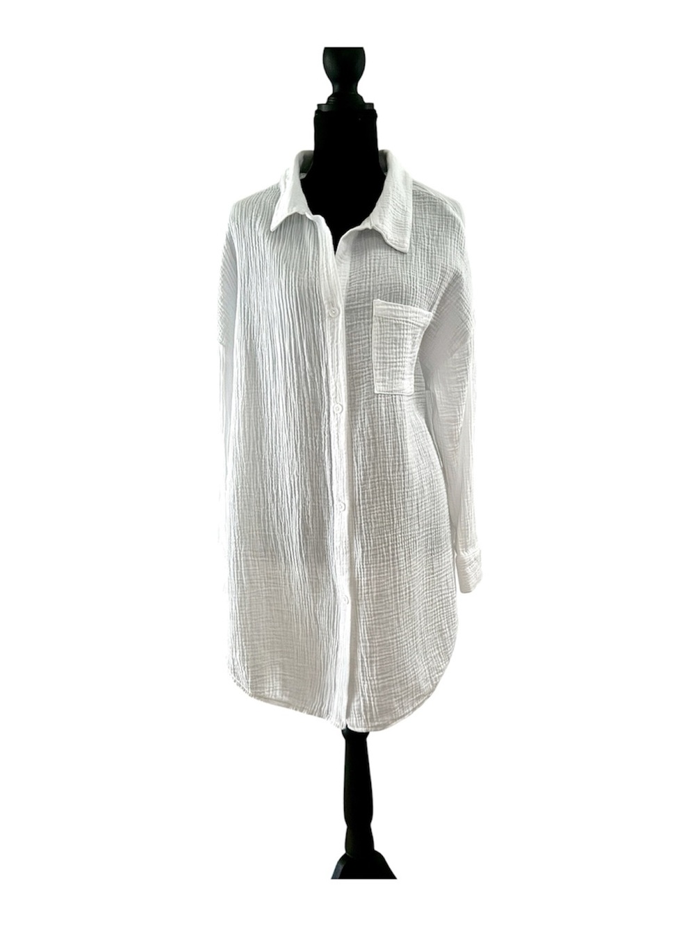 Shade & Shore White Gauze Button-Down Shirt